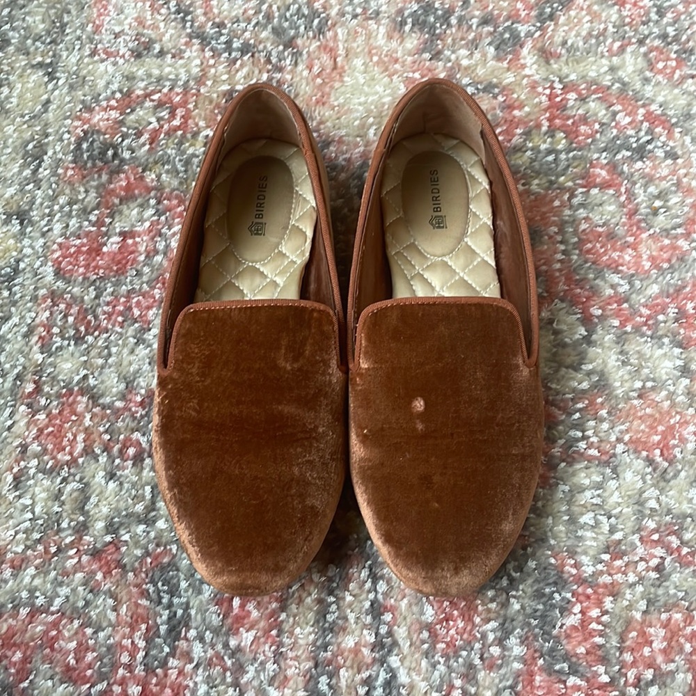 Birdies Starling Slippers in cognac velvet